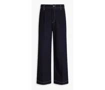 Topstitched cotton pants - Blue
