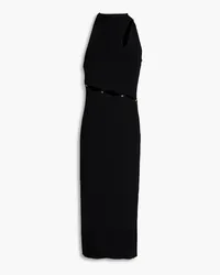 Versace Cutout button-embellished ribbed-knit midi dress - Black Black