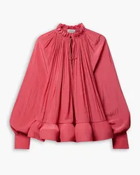 Lanvin Ruffled gathered charmeuse blouse - Orange Orange