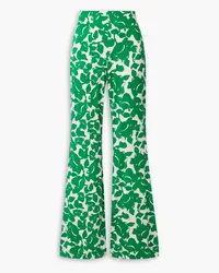 Diane von Furstenberg Floral-print jersey flared pants - Green Green