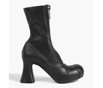 Faux stretch-leather ankle boots - Black