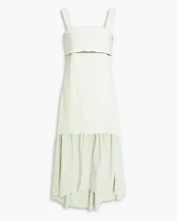 Theory Cutout gathered linen-blend midi dress - Green Green