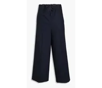 Mélange wool-blend wide-leg pants - Blue