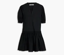 Courtrine gathered cotton-poplin mini dress - Black