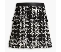 Tasja leather-trimmed tweed mini skirt - Black