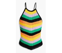 Striped crochet halterneck top - Multicolor