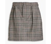 Prince of Wales checked wool and cashmere-blend tweed mini skirt - Brown