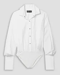 David Koma Cotton-blend poplin and stretch-jersey bodysuit - White White