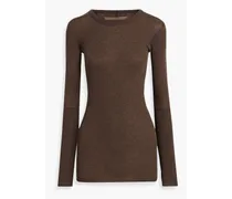 Cotton and cashmere-blend sweater - Brown