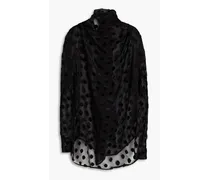Polka-dot silk-blend Devoré-velvet blouse - Black
