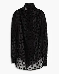 Petar Petrov Polka-dot silk-blend Devoré-velvet blouse - Black Black