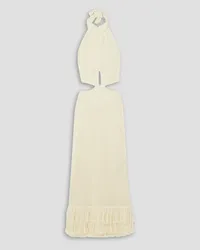 Johanna Ortiz Dramatic Irony fringed Pima cotton halterneck maxi dress - White White