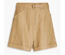 Belted slub woven shorts - Neutral