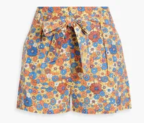 Paolina floral-print cotton-poplin shorts - Orange