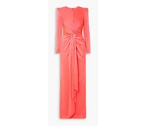 Graves tie-front satin-crepe gown - Orange