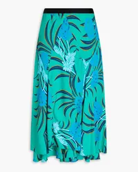 Diane von Furstenberg Debra floral-print crepe de chine midi skirt - Blue Blue