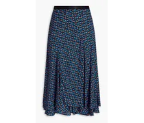 Debra printed crepe de chine midi skirt - Blue