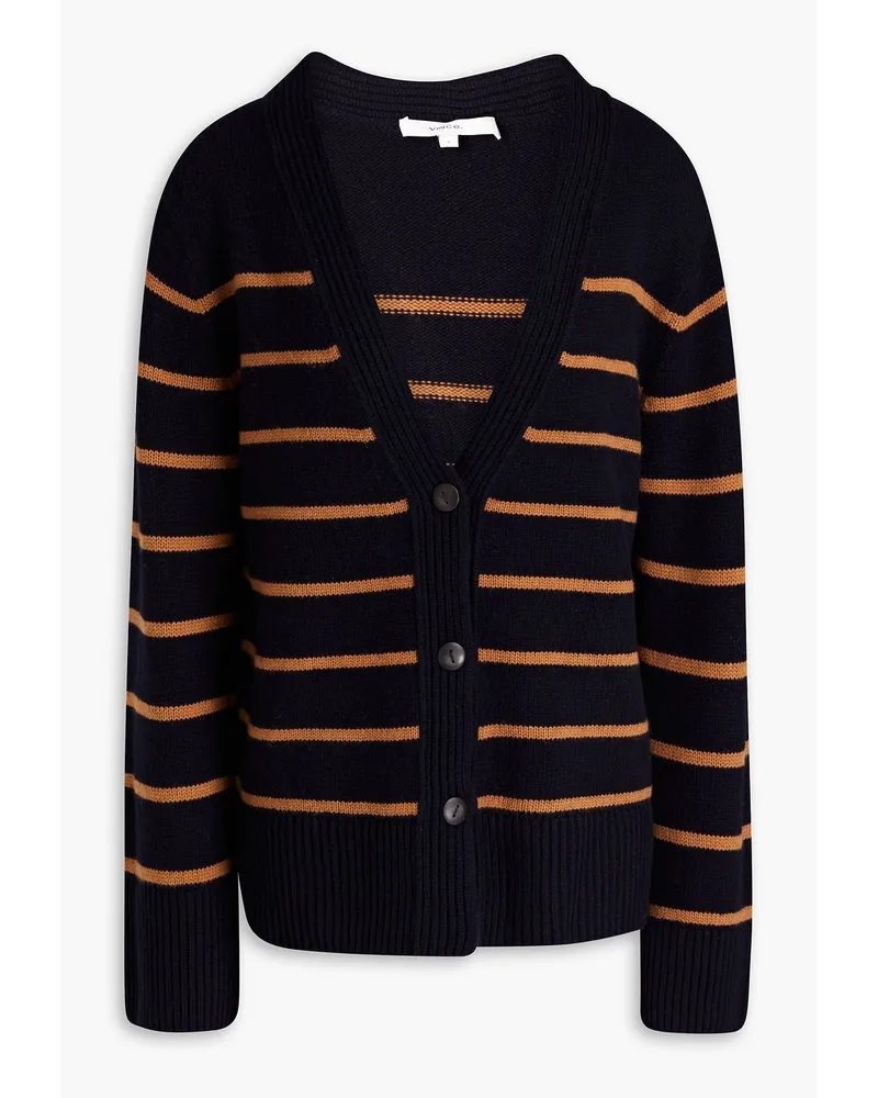 Striped wool and cashmere-blend cardigan - Blue