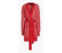 Luxe ribbed cotton, wool and cashmere-blend cardigan - Red