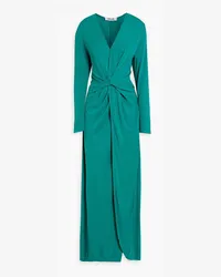 Diane von Furstenberg Addams draped satin-jersey maxi dress - Blue Blue