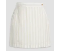Striped linen-blend mini wrap skirt - White