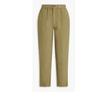 Linen, Tencel and cotton-blend twill straight-leg pants - Green