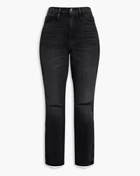 Frame Denim Le Sylvie distressed high-rise straight-leg jeans - Black Black