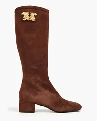 Valentino Garavani Embellished suede knee boots - Brown Brown