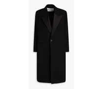 Jil Sander Silk-satin trimmed grain de poudre wool coat - Black Black