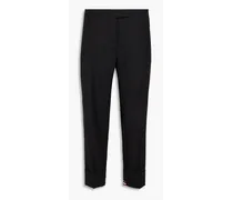 Cropped grain de poudre wool straight-leg pants - Black