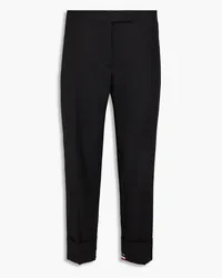 Thom Browne Cropped grain de poudre wool straight-leg pants - Black Black