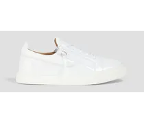 Faux patent-leather sneakers - White