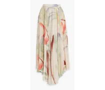 Pleated printed crepe maxi wrap skirt - Neutral