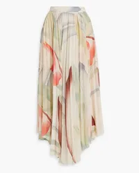 Etro Pleated printed crepe maxi wrap skirt - Neutral Neutral