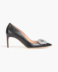 Rupert Sanderson Crystal-embellished leather pumps - Black Black