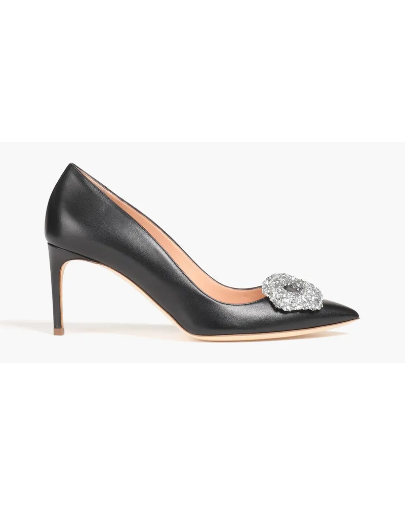 Rupert Sanderson Crystal-embellished leather pumps - Black Black