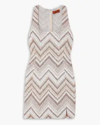 Missoni Sequin-embellished crochet-knit mini dress - Neutral Neutral