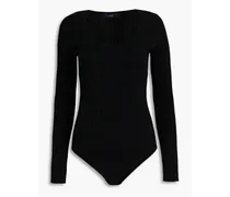 Louisa ribbed cashmere bodysuit - Black