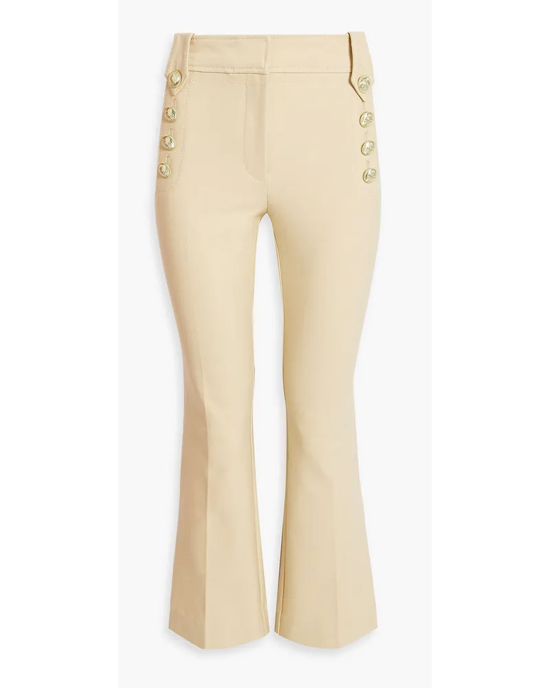 Derek Lam Button-embellished cotton-blend twill kick-flare pants - Neutral Neutral