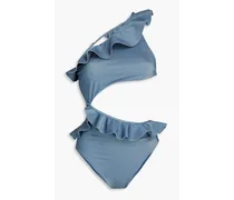 Cutout ruffled swimsuit - Blue