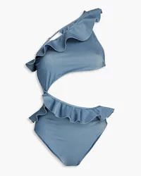 Zimmermann Cutout ruffled swimsuit - Blue Blue