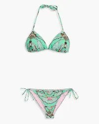 Emilio Pucci Printed halterneck bikini top - Green Green