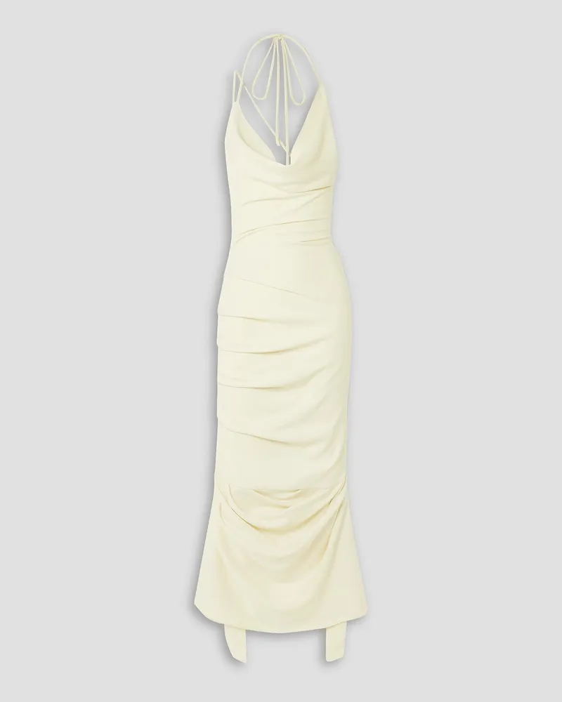 A.W.A.K.E. Asymmetric draped stretch-crepe gown - White White