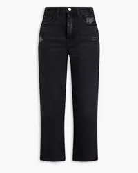 Frame Denim Le Jane Crop cropped distressed high-rise straight-leg jeans - Black Black