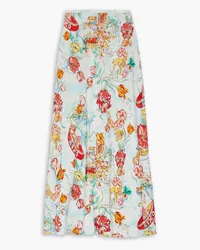 RIXO Kelly printed voile midi skirt - Blue Blue