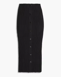 Philosophy Di Lorenzo Serafini Snap-detailed ribbed-knit midi skirt - Black Black