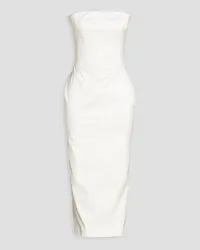 RASARIO Strapless silk-shantung midi dress - White White