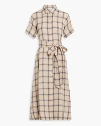 Lisa Marie Fernandez Checked linen midi shirt dress - Pink Pink