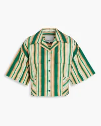 3.1 phillip lim Cropped striped cotton-poplin shirt - Green Green