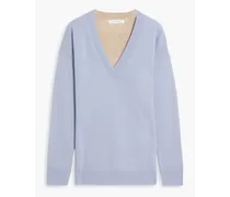 Two-tone wool and cashmere-blend sweater - Blue